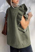 Ruffle Shoulder Detail Button Front Sleeveless Utility Vest